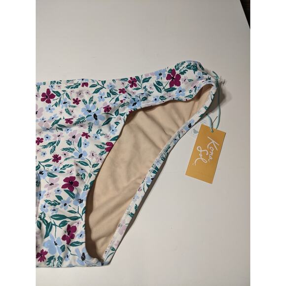 Kona Sol Bikini Bottom Medium Coverage Hipster Large Flower Swimsuit Floral - Picture 3 of 8